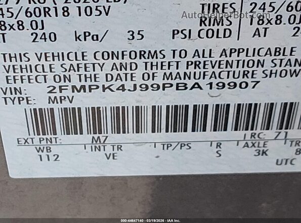2FMPK4J99PBA19907 2023 FORD EDGE Gray 