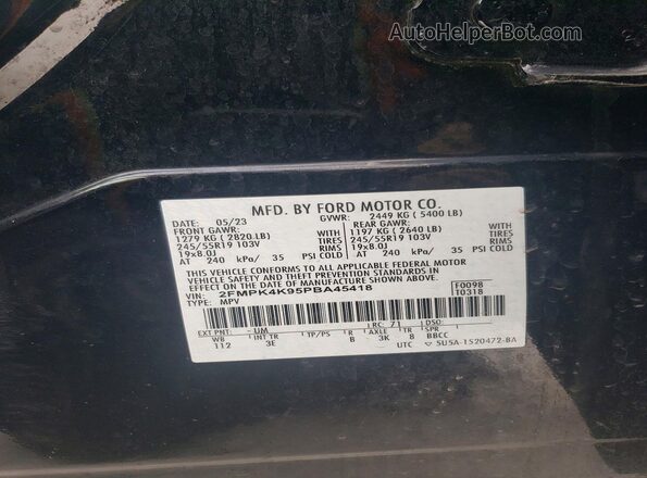2FMPK4K95PBA45418 2023 FORD EDGE Black Панорамний вид салону 360°