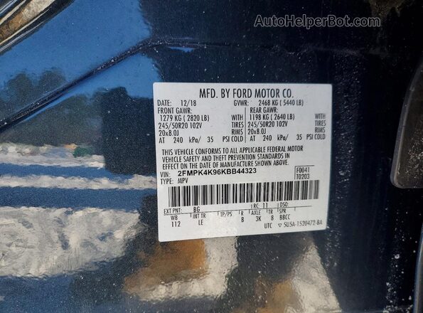 2FMPK4K96KBB44323 2019 FORD EDGE Black 