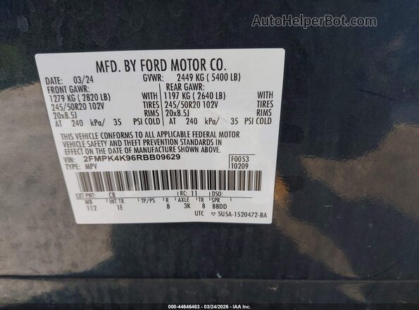 2FMPK4K96RBB09629 2024 FORD EDGE Blue 