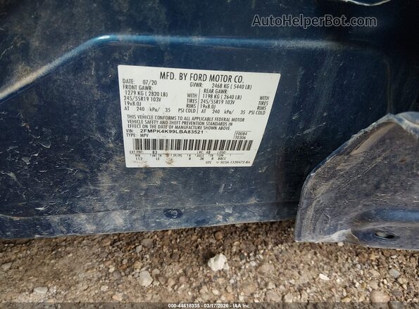 2FMPK4K99LBA83521 2020 FORD EDGE Синий Вид подкапотного пространства