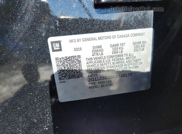 2G11Z5S38K9144170 2019 CHEVROLET IMPALA Синий 