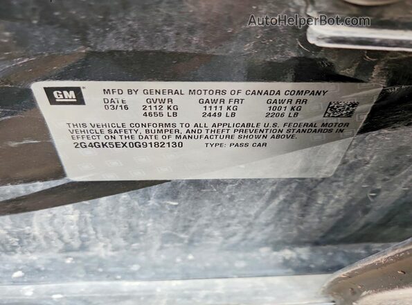 2G4GK5EX0G9182130 2016 BUICK REGAL Charcoal Widok komory silnika