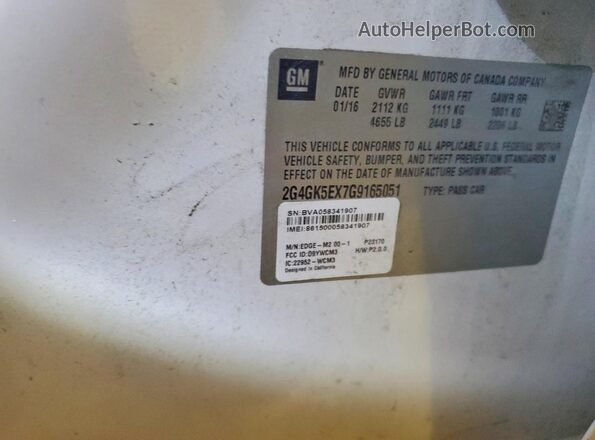 2G4GK5EX7G9165051 2016 BUICK REGAL White Vista del compartimento del motor