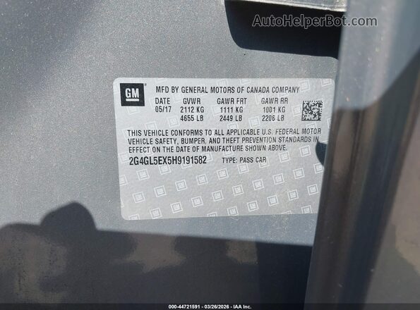 2G4GL5EX5H9191582 2017 BUICK REGAL Beige Engine compartment view