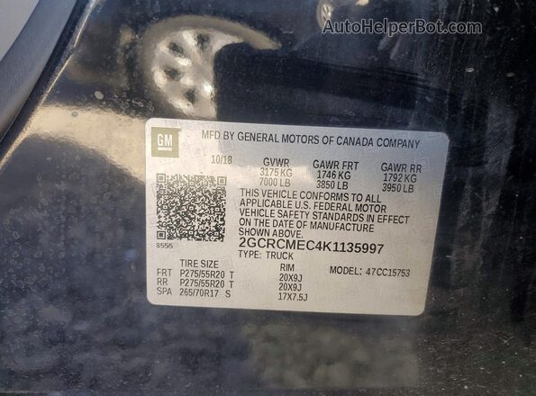 2GCRCMEC4K1135997 2019 CHEVROLET SILVERADO Black 