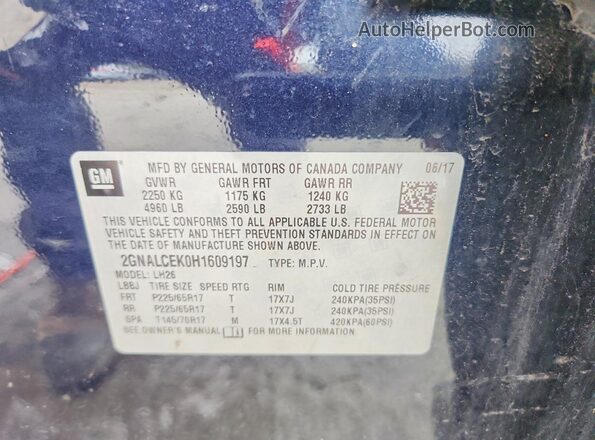2GNALCEK0H1609197 2017 CHEVROLET EQUINOX Blue Սալոնի 360 աստիճան տեսք