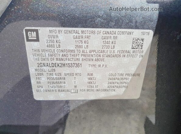 2GNALDEK2H1537361 2017 CHEVROLET EQUINOX Charcoal 