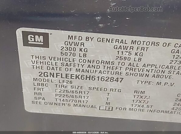2GNFLEEK6H6162847 2017 CHEVROLET EQUINOX Black Vista del compartimento del motor