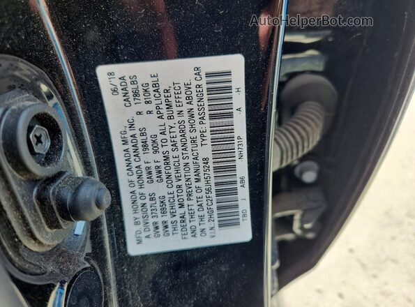 2HGFC2F56JH575248 2018 HONDA OTHER Black ძრავის განყოფილების ხედი