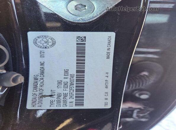 2HGFC2F57MH007465 2021 HONDA CIVIC Black Вид підкапотного простору