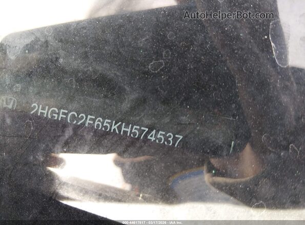 2HGFC2F65KH574537 2019 HONDA CIVIC Blue Вид підкапотного простору