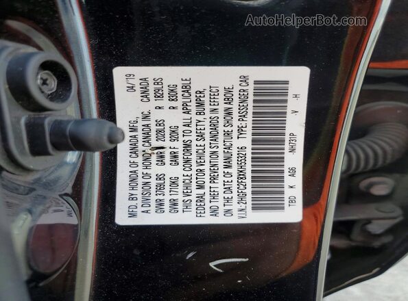 2HGFC2F8XKH553216 2019 HONDA CIVIC Black 