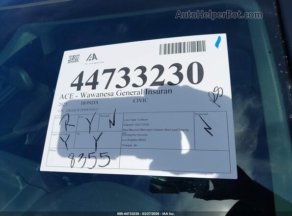 2HGFE2F26SH502611 2025 HONDA CIVIC Black 