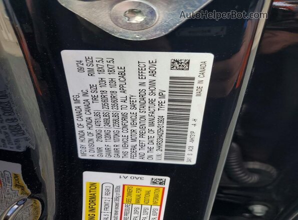 2HKRS3H42SH313924 2025 HONDA CR-V Black Widok naklejki z numerem VIN