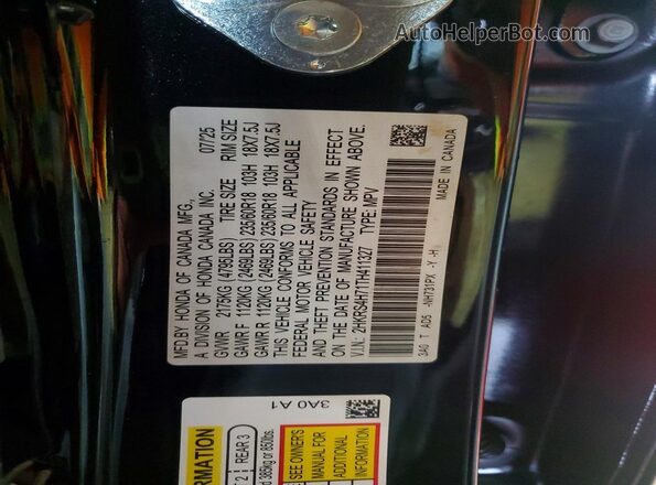 2HKRS4H71TH411327 2026 HONDA CR-V Черный Вид наклейки с VIN-кодом