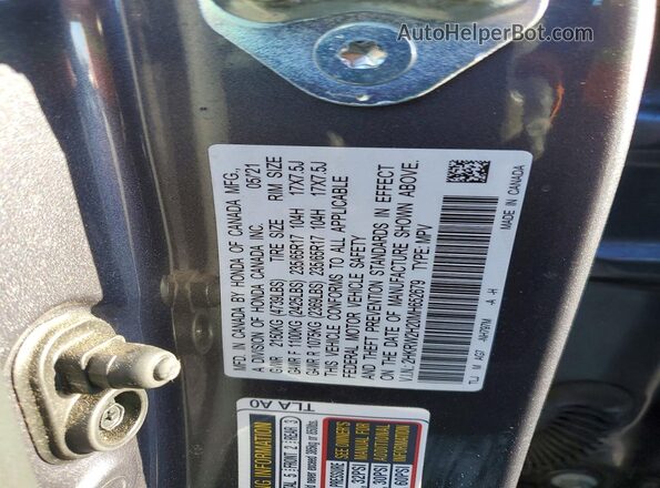 2HKRW2H20MH652679 2021 HONDA CR-V Gray VIN კოდის სტიკერის ხედი