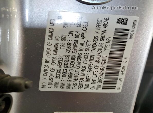2HKRW2H87JH628119 2018 HONDA CR-V Silver Vista de la etiqueta del VIN