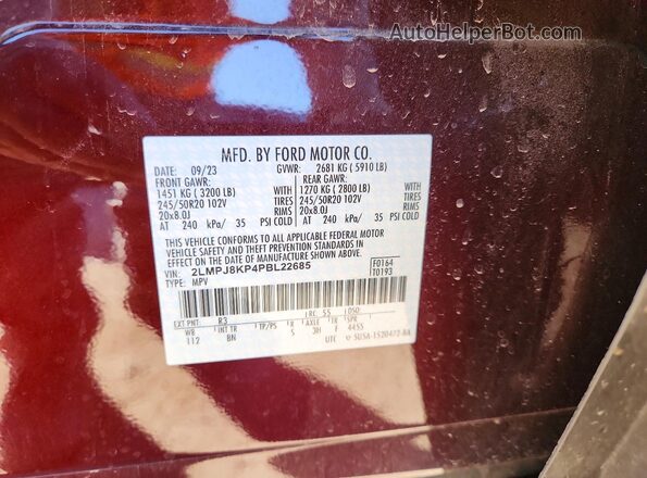 2LMPJ8KP4PBL22685 2023 LINCOLN NAUTILUS Burgundy 360 interior view
