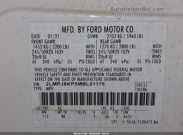 2LMPJ8KP5MBL01176 2021 LINCOLN NAUTILUS Black Vista del compartimento del motor