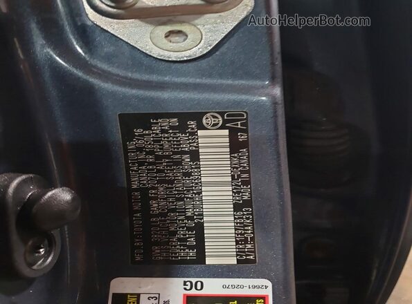 2T1BURHE1GC698815 2016 TOYOTA LL Blue Widok komory silnika