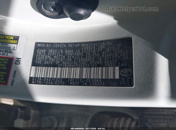 2T1BURHE5GC635183 2016 TOYOTA LL White Widok komory silnika