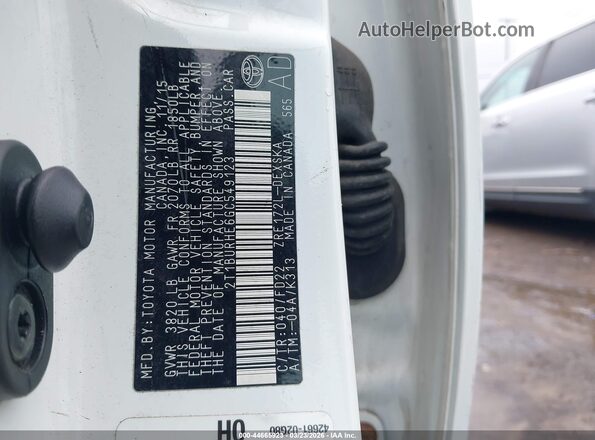 2T1BURHE6GC549123 2016 TOYOTA LL White ძრავის განყოფილების ხედი