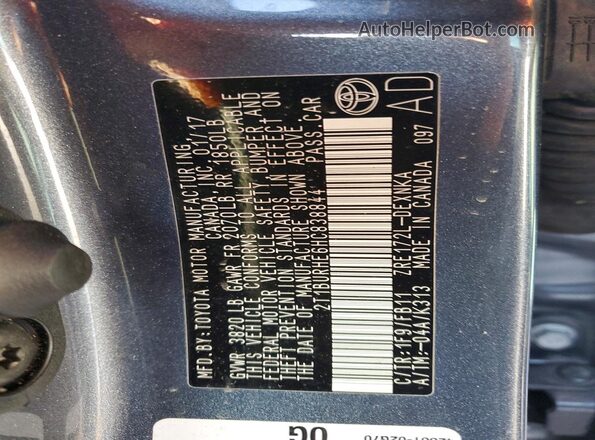 2T1BURHE6HC838844 2017 TOYOTA LL Charcoal 