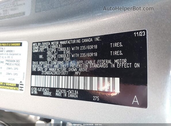 2T2ADCAZ2RC013077 2024 LEXUS NX 250 Gray Engine compartment view