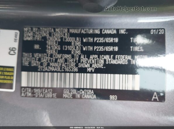 2T2AZMAA9LC165396 2020 LEXUS RX 350 Gray Շարժիչի բաժամունքի տեսք