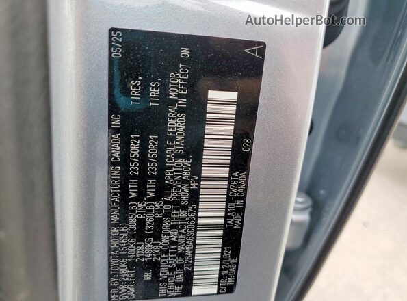 2T2BAMBA6SC063675 2025 LEXUS RX Silver Панорамний вид салону 360°
