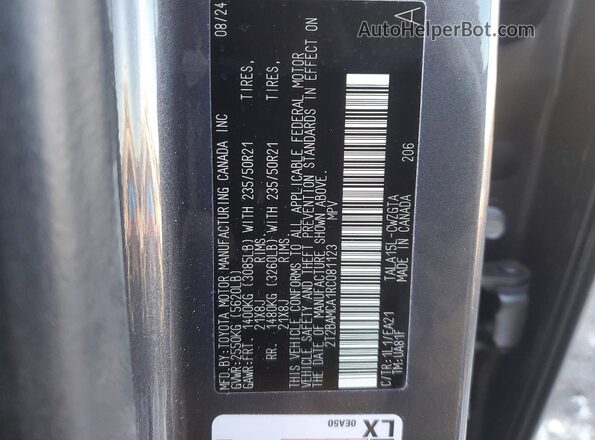2T2BAMCA1RC081123 2024 LEXUS RX Gray VIN კოდის სტიკერის ხედი