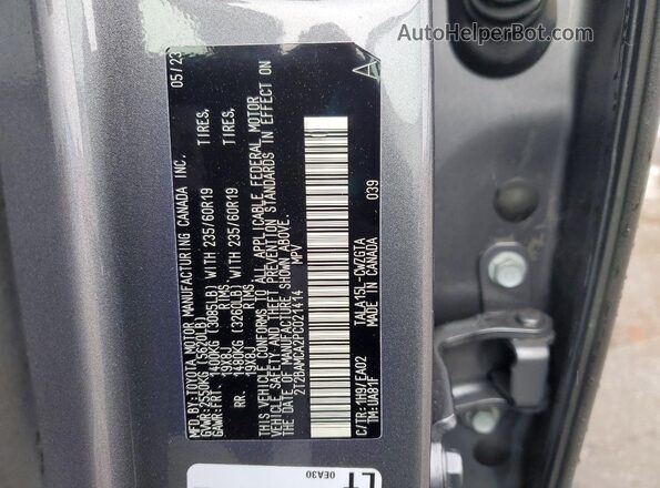 2T2BAMCA2PC021414 2023 LEXUS RX Gray Вид наклейки з VIN-кодом