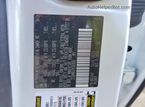 2T2BAMCA7RC069008 2024 LEXUS RX White VIN კოდის სტიკერის ხედი