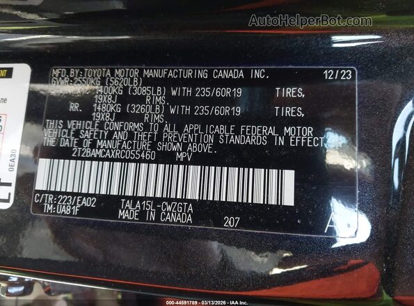 2T2BAMCAXRC055460 2024 LEXUS RX 350 Black Вид підкапотного простору