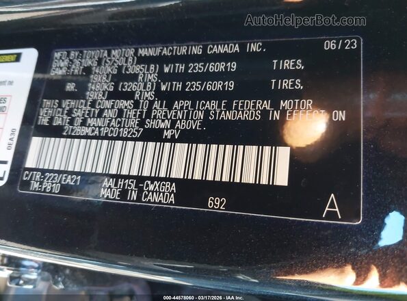 2T2BBMCA1PC018257 2023 LEXUS RX 350H Black Вид підкапотного простору