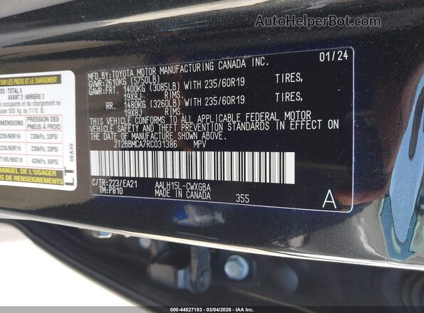 2T2BBMCA7RC031386 2024 LEXUS RX 350H Black Vista del compartimento del motor