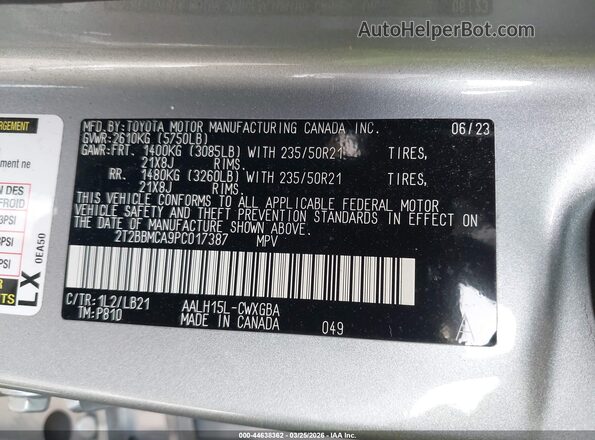 2T2BBMCA9PC017387 2023 LEXUS RX 350H Silver Vista del compartimento del motor