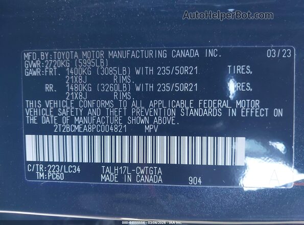 2T2BCMEA8PC004821 2023 LEXUS RX 500H Черный Вид подкапотного пространства