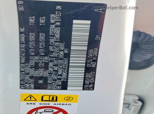 2T2BGMCA2JC026649 2018 LEXUS RX White Widok wnętrza 360 stopni