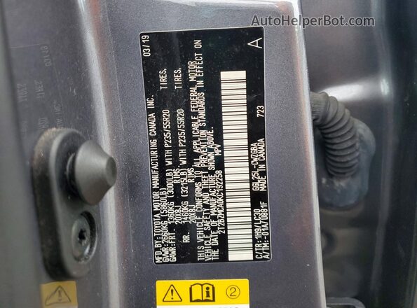2T2BZMCA0KC192258 2019 LEXUS RX Gray 