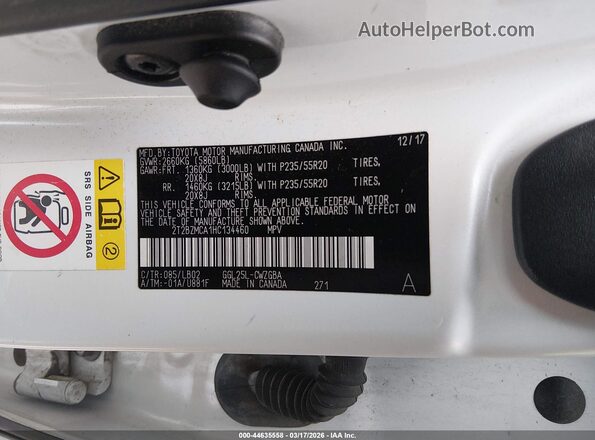 2T2BZMCA1HC134460 2017 LEXUS RX 350 Белый Вид подкапотного пространства