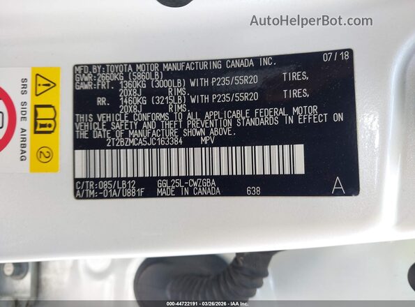 2T2BZMCA5JC163384 2018 LEXUS RX 350 Белый Вид подкапотного пространства