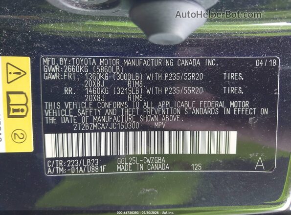 2T2BZMCA7JC150300 2018 LEXUS RX 350 Black Вид підкапотного простору