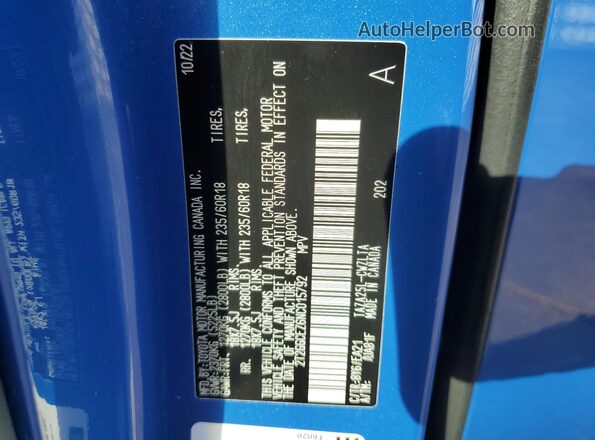 2T2GGCEZ6NC015792 2022 LEXUS NX Blue VIN sticker view