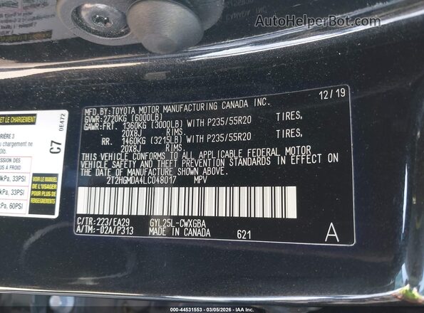 2T2HGMDA4LC048017 2020 LEXUS RX 450H Black Engine compartment view