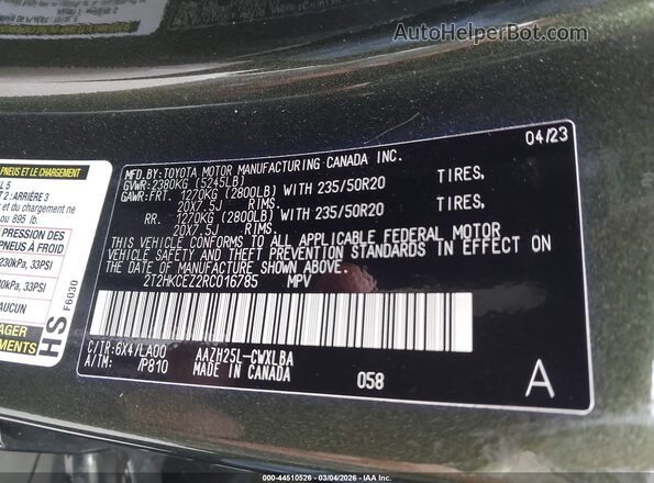2T2HKCEZ2RC016785 2024 LEXUS NX 350H Green Vista del compartimento del motor