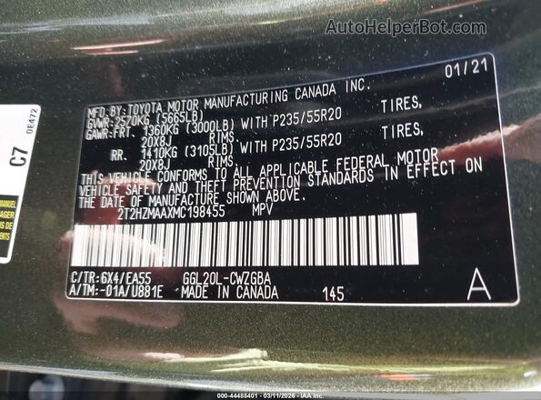 2T2HZMAAXMC198455 2021 LEXUS RX 350 Gray Engine compartment view