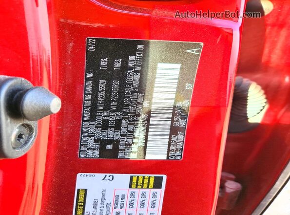 2T2HZMDA2NC347406 2022 LEXUS RX Red Շարժիչի բաժամունքի տեսք