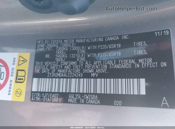 2T2HZMDA4LC224249 2020 LEXUS RX 350 Tan 